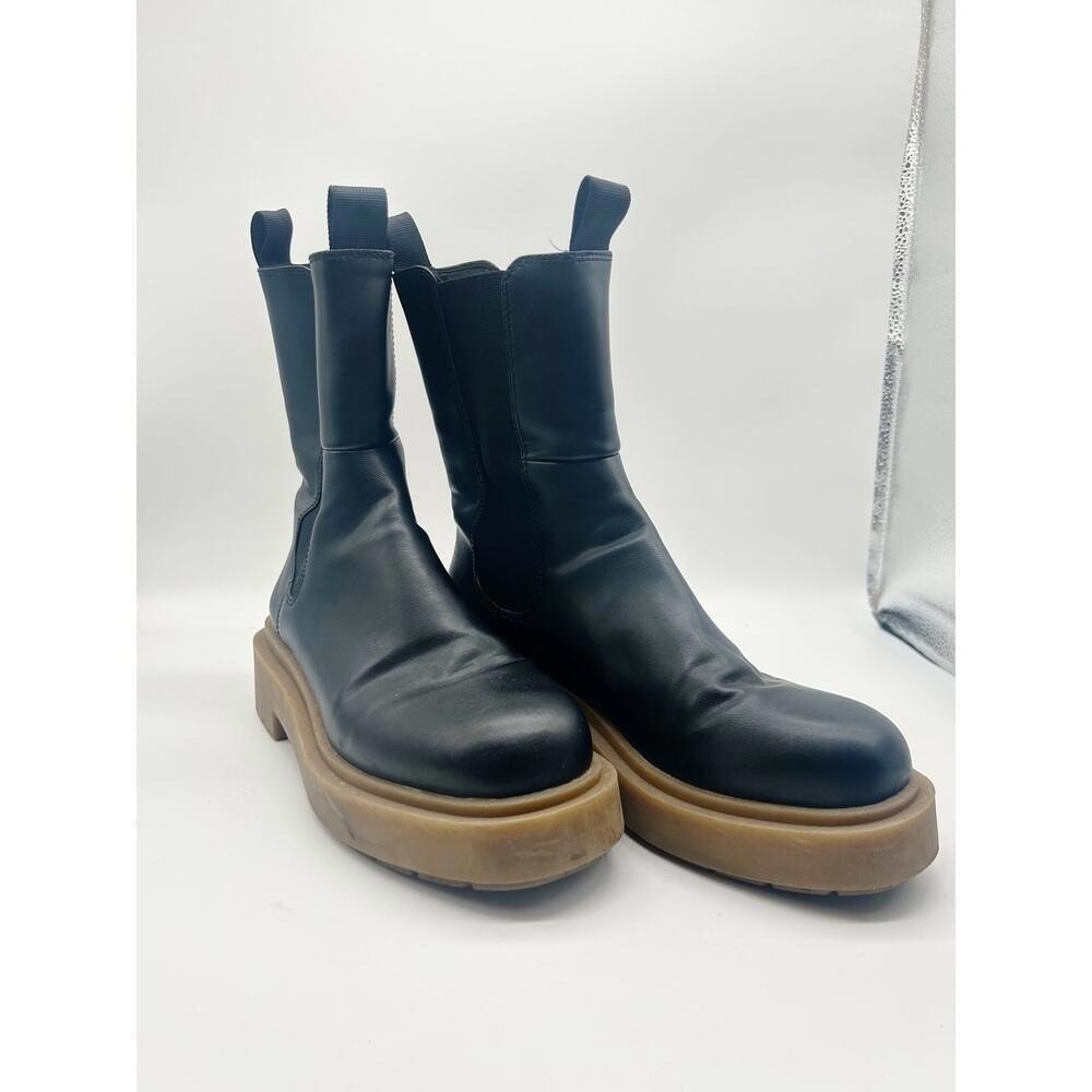 H&M Boots Size 8 Black Howler Chelsea Platform Lug Sole Mid-Calf Chunky - Picture 5 of 9
